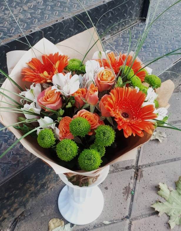 Букет цветов из: Герберы, Хризантемы, Альстромерии и Розы в Терекли-Мектебе