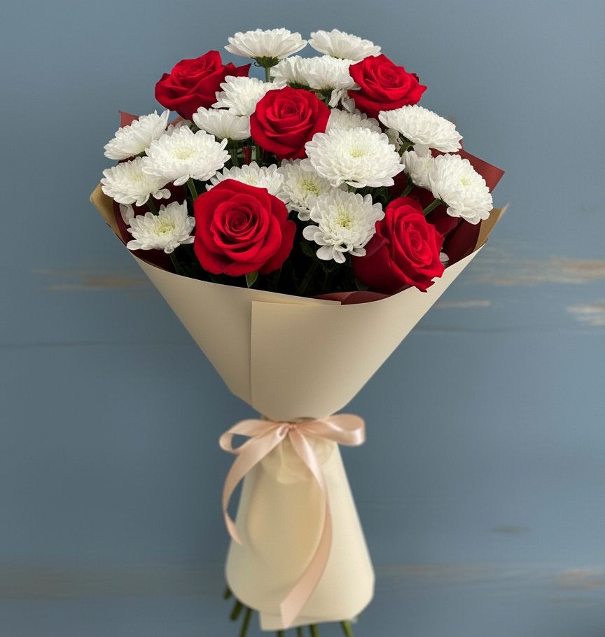 Букет цветов из: Розы и Хризантемы в Терекли-Мектебе