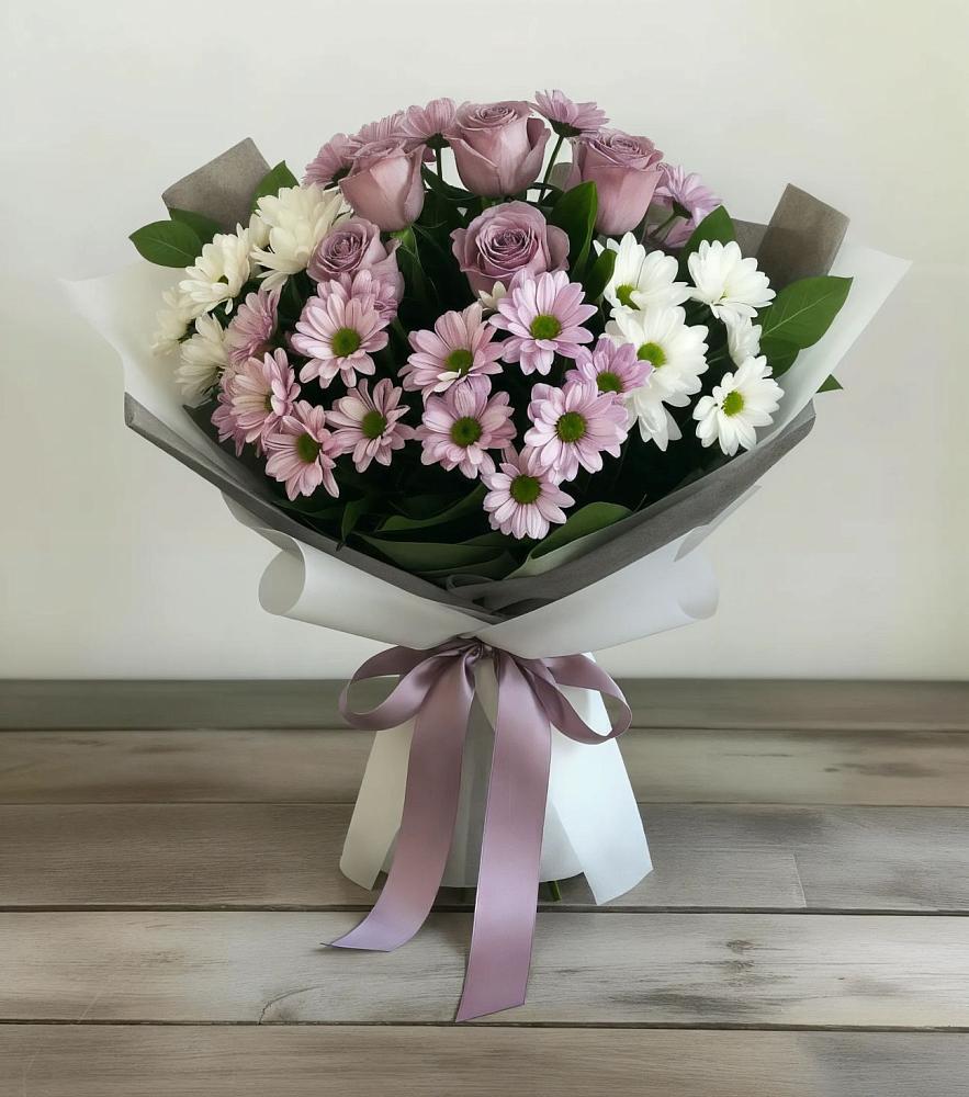Букет цветов из: Хризантемы и Розы в Терекли-Мектебе