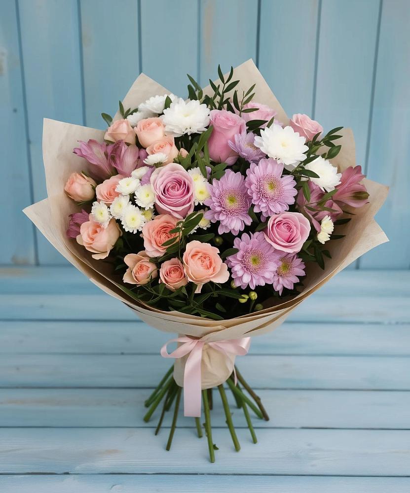 Букет цветов из: Хризантемы, Розы и Альстромерии в Терекли-Мектебе