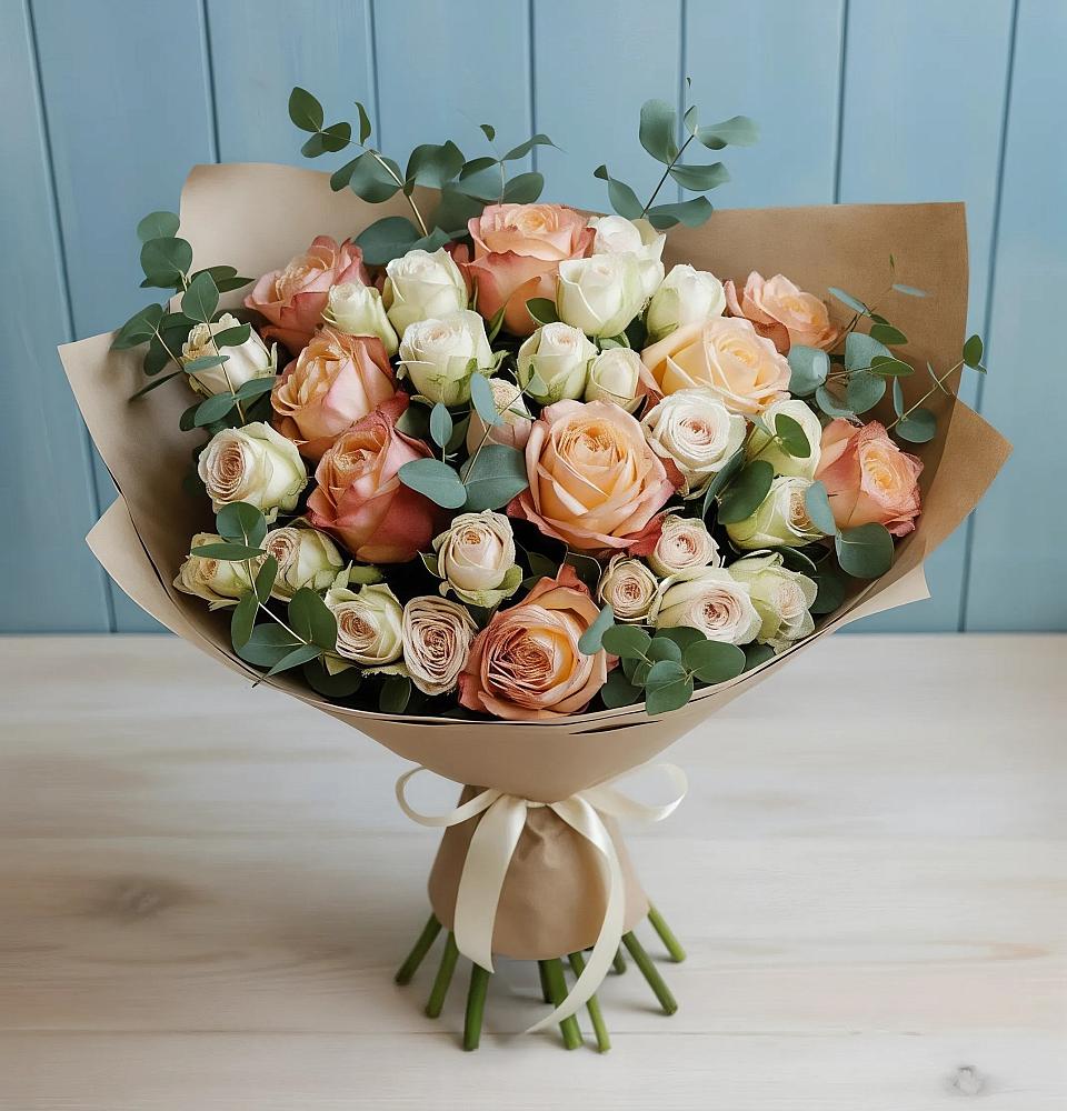 Букет цветов из: Альстромерии и Розы в Терекли-Мектебе