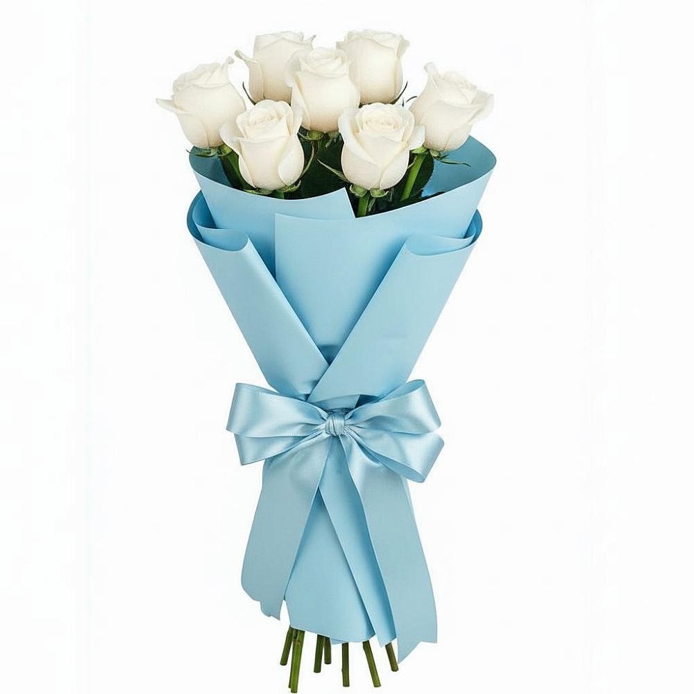 Букет 7 белых роз Проуд в Терекли-Мектебе