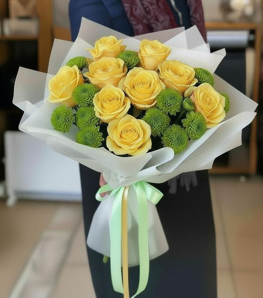 Букет цветов из: Хризантемы и Розы в Терекли-Мектебе