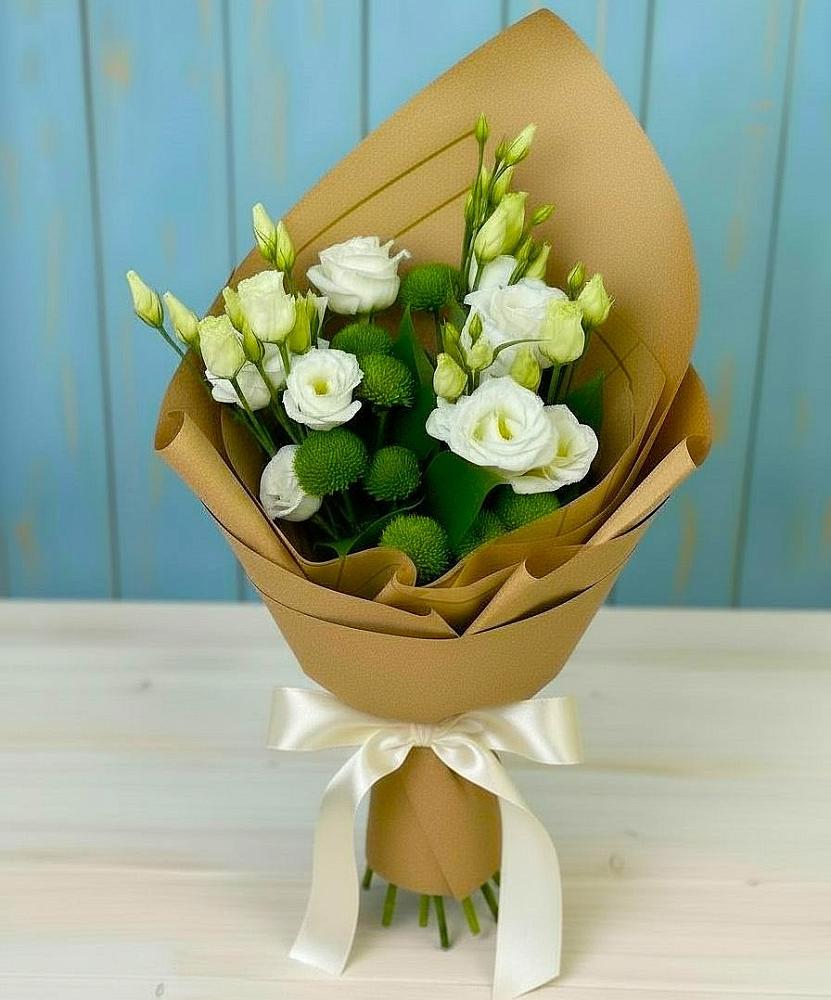 Букет цветов из: Хризантемы и Лизиантусы в Терекли-Мектебе