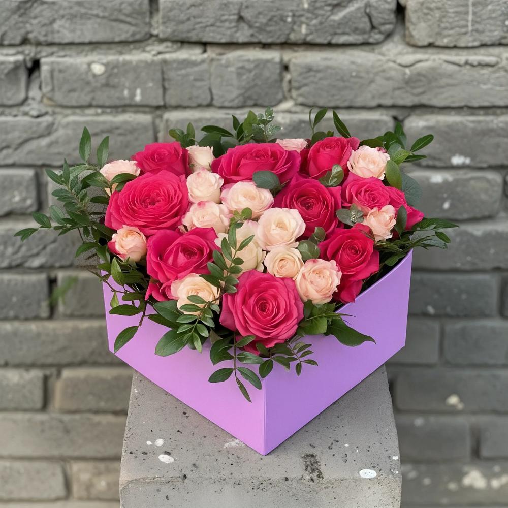 Цветочная композиция из Розы в коробке в Терекли-Мектебе