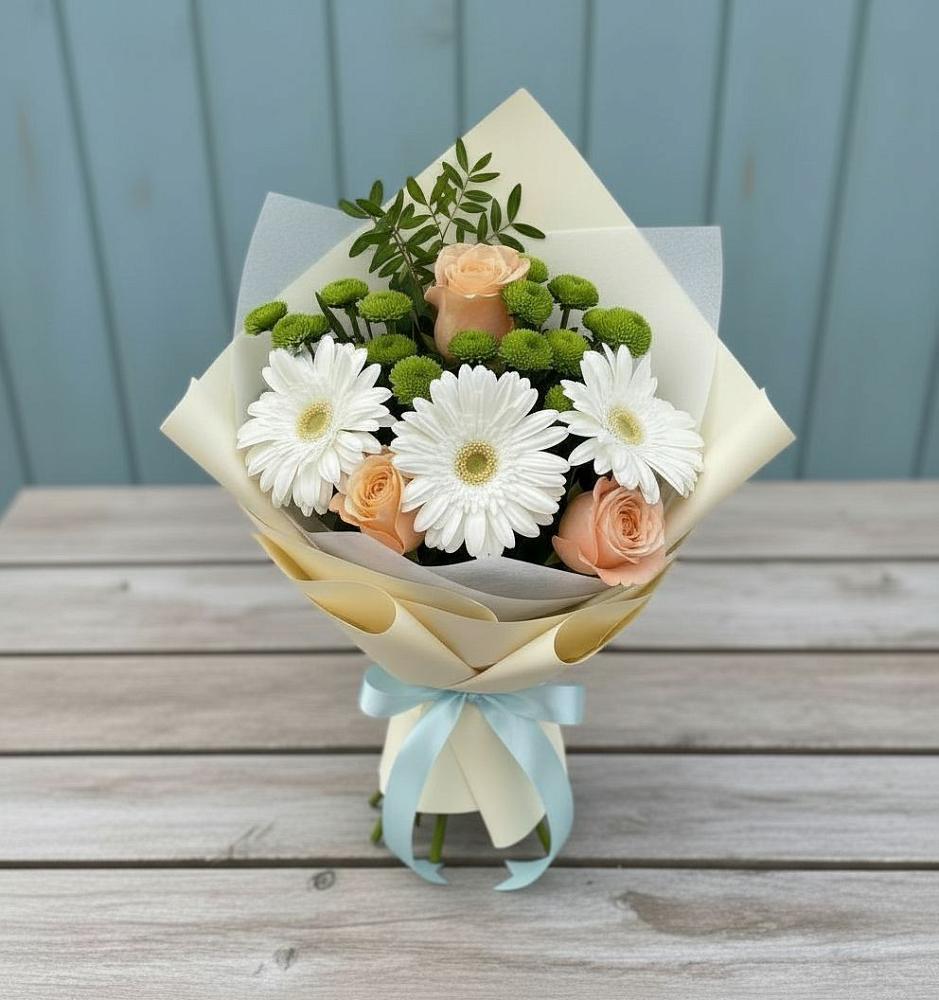 Букет цветов из: Герберы, Розы и Хризантемы в Терекли-Мектебе