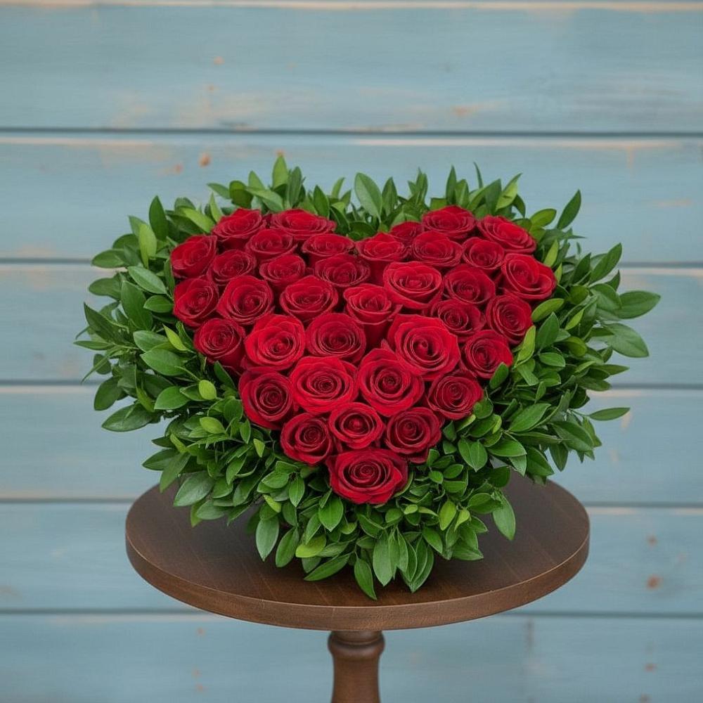 Цветочная композиция из Розы в виде сердца в Терекли-Мектебе