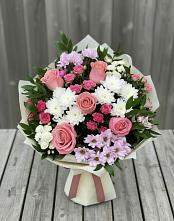 Букет цветов из:  Альстромерии, Гвоздики, Розы и Хризантемы в Терекли-Мектебе