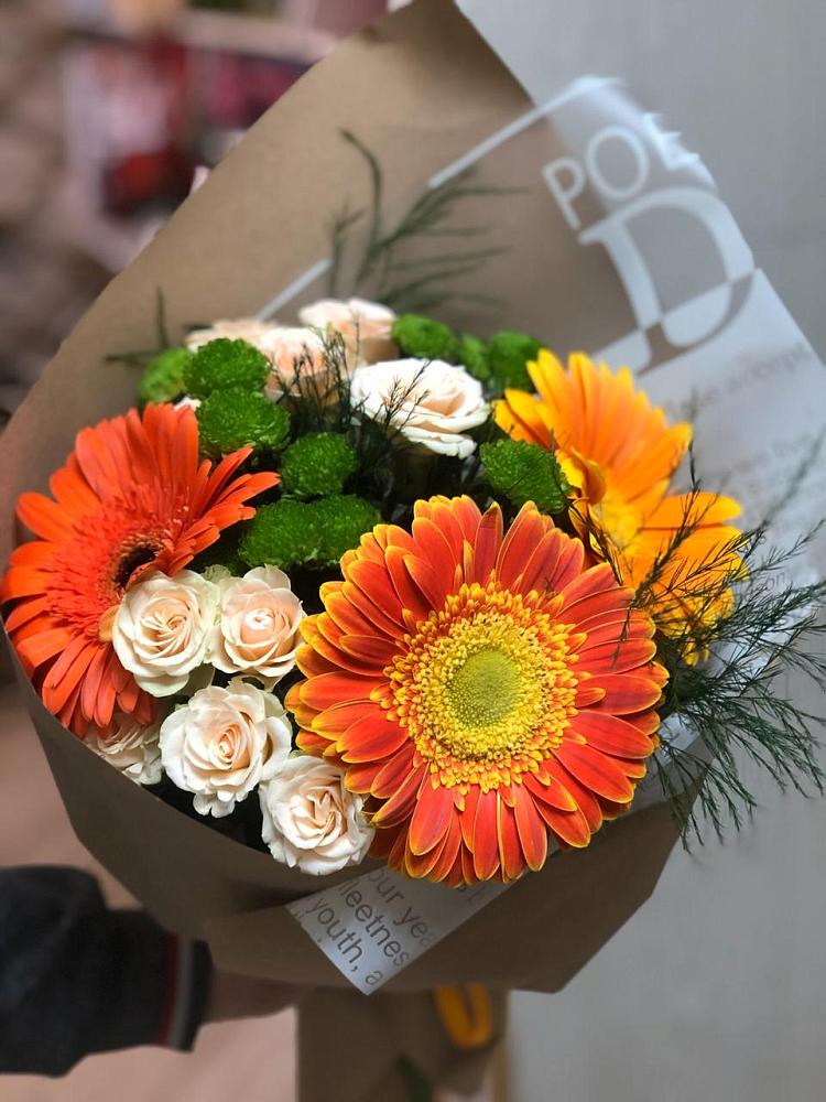 Букет цветов из: Герберы, Хризантемы и Розы в Терекли-Мектебе