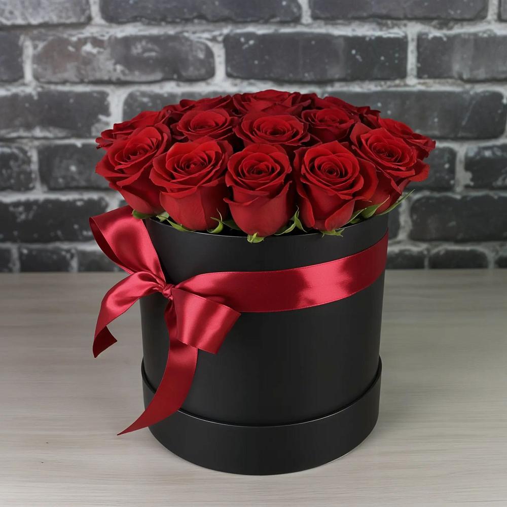 Цветочная композиция из Розы в шляпной коробке в Терекли-Мектебе