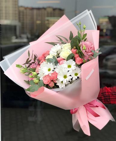 Букет цветов из: Розы, Лизиантусы и Хризантемы в Терекли-Мектебе