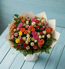 Букет Микс из разноцветных кустовых роз в Терекли-Мектебе