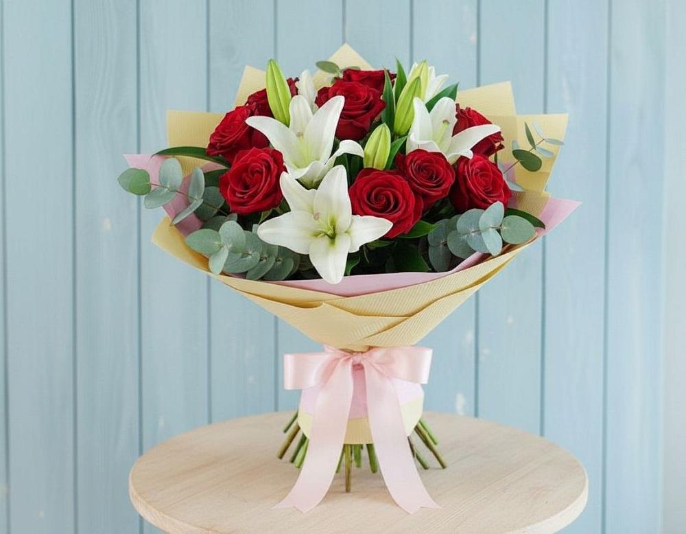 Букет цветов из: Лилии и Розы в Терекли-Мектебе