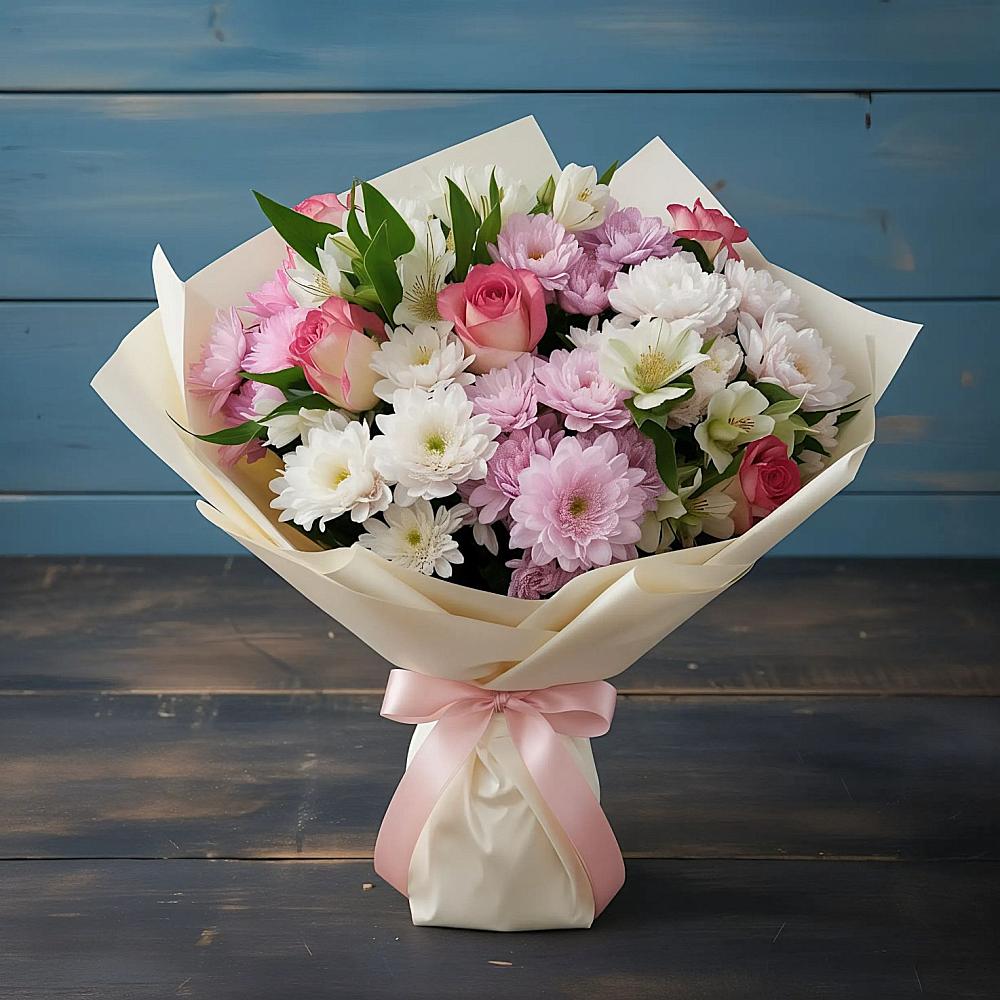 Букет цветов из: Хризантемы, Альстромерии и Розы в Терекли-Мектебе